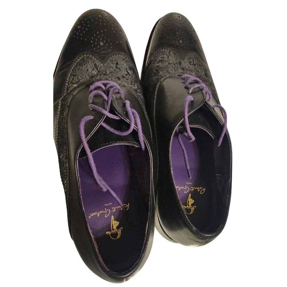 Robert Graham Magaw Mens Black Leather Paisley Wingtip Oxford Shoes Size 10 D